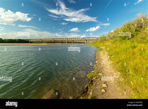 Distant Afternoon View Of The Grand Trunk Railroad Bridge Over The