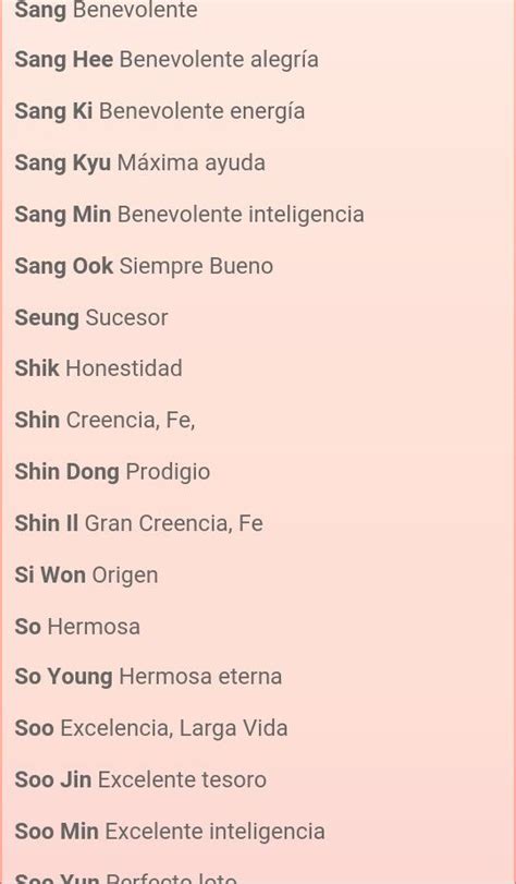 Nombres Coreanos Femeninos