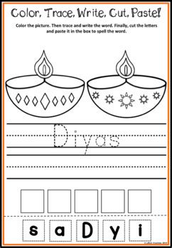 Diwali Cut And Paste Worksheets By LiMish Creations TpT