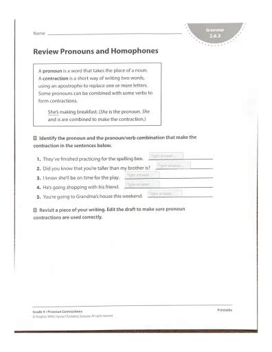 Hmh Review Pronoun Contractions Interactive Worksheet Edform