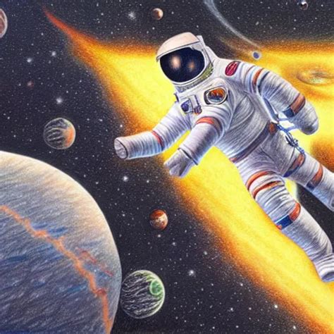 Highly Detailed Color Pencil Drawing Of An Astronaut Stable Diffusion