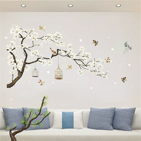 Cherry Tree Wall Stickers, White Blossom Tree Branch Wall Art Stickers ...