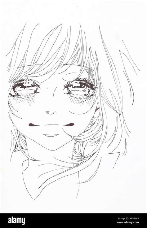 Drawing in the style of anime. Picture of a girl in the picture in the ...