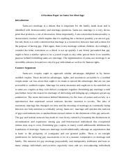 Position Paper On Same Sex Marriage Docx A Position Paper On Same Sex Marriage Introduction