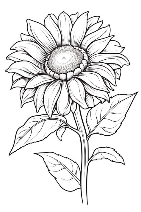 Print your Beautiful Realistic Sunflower Coloring Page for Free. High ...