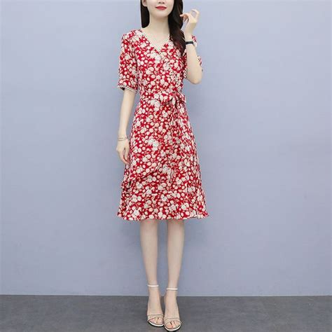 Daybreak Short Sleeve Floral Print Wrap Dress Yesstyle