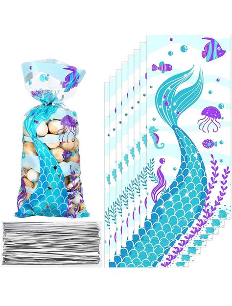 Mermaid Treat Bags Mermaid Favor Bags Mermaid Birthday Mermaid Party Favors Cellophane Bags