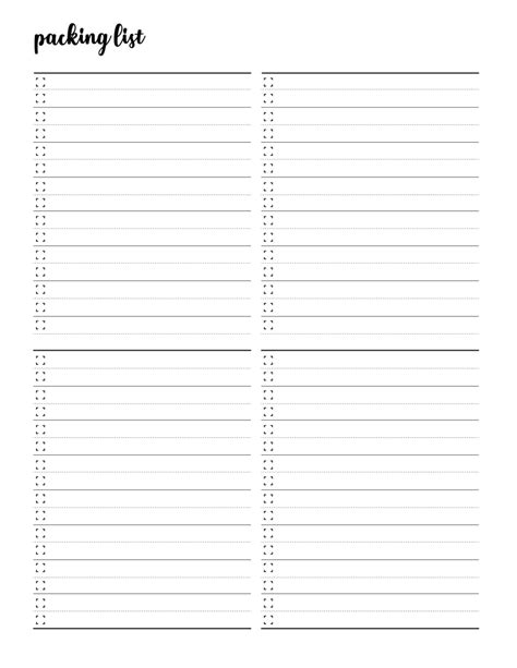 Printable Vacation Packing List - World of Printables