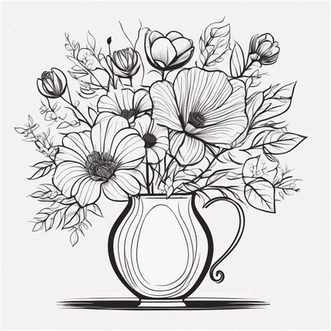 Flower Bouquet Colouring Page One Design Only Etsy