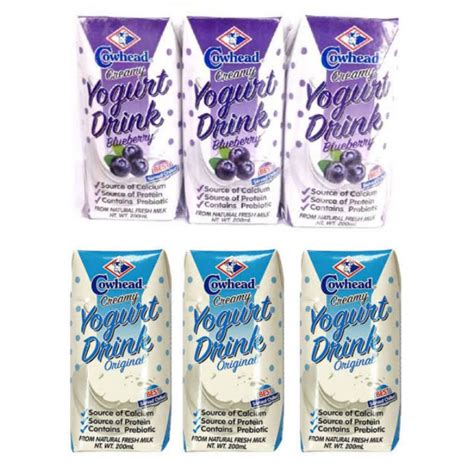 3 Pieces Cowhead Creamy Yogurt Drink Banana Original Blueberry Strawberry 200ml Shopee