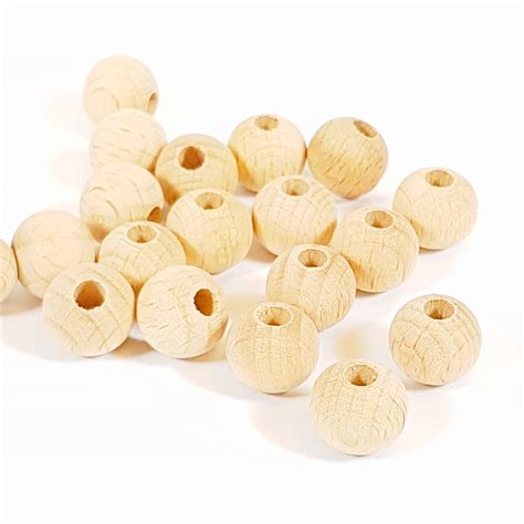 12mm Round Natural Wood Bead 5mm Hole Large Wooden Beads