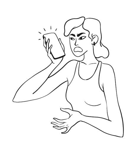 Premium Vector Angry Doodle Girl Yells While Talking On The Phone A