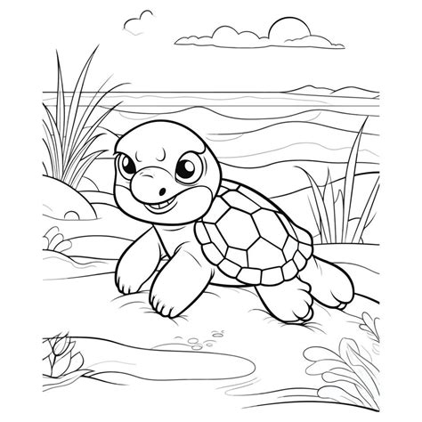 Beautiful Cute Turtle Coloring Pages 22788666 Vector Art at Vecteezy