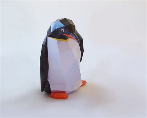 Papercraft Penguin Diy Kit Pdf Paper Penguin By Paperwolfsshop