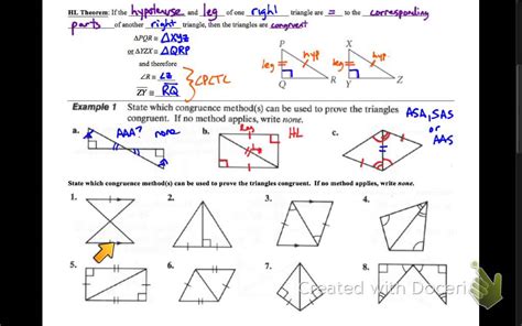 Geometry 4 5 Concept Guide Triangle Congruency Aas And Hl Youtube