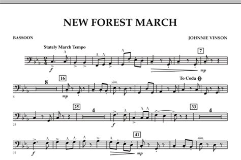 New Forest March Bassoon Sheet Music Johnnie Vinson Concert Band