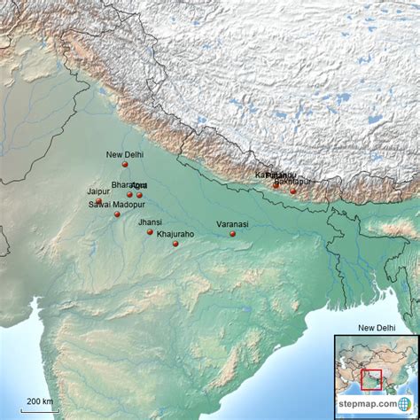 StepMap - India & Nepal - Landkarte für Germany