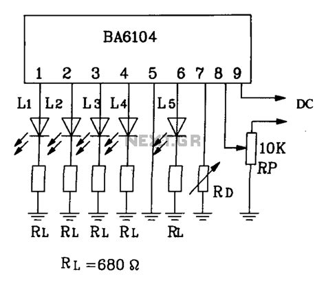 BA6104 Five-digit LED level meter driver IC Basic Application Circuit ...
