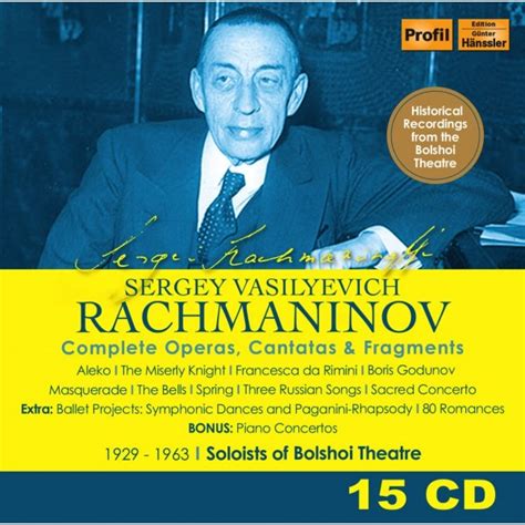 Rachmaninov Intégrale des Opéras Cantates Fragments