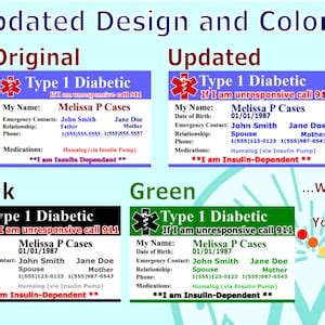 Personalized Diabetic Medical Alert Card Wallet Size FREE SHIPPING Etsy