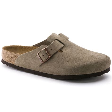 Birkenstock Womens Boston Taupe Suede Mule Slippers 0560773