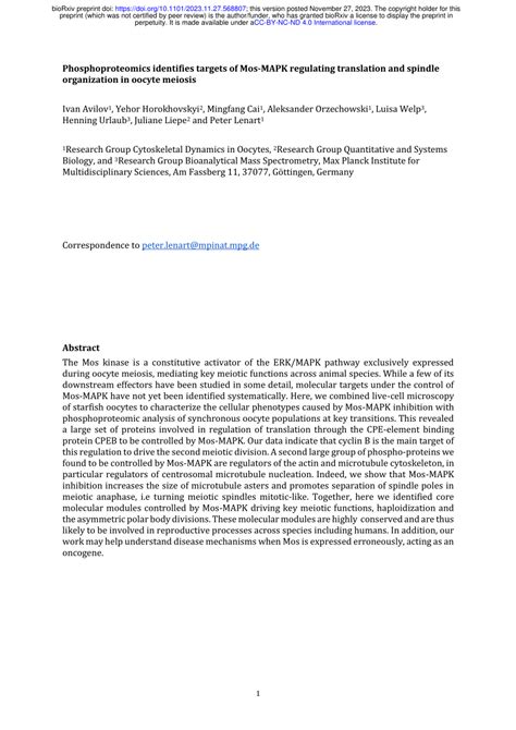 Pdf Phosphoproteomics Identifies Targets Of Mos Mapk Regulating