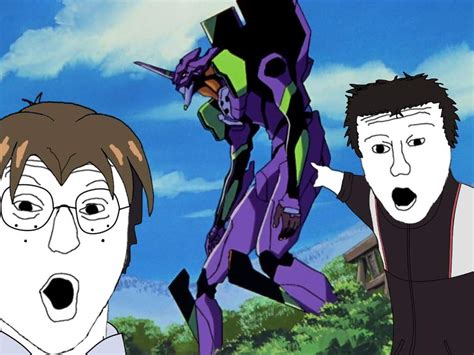 Kenkuse And Toji Pointing At EVA Unit 01 Two Soyjaks Pointing Know