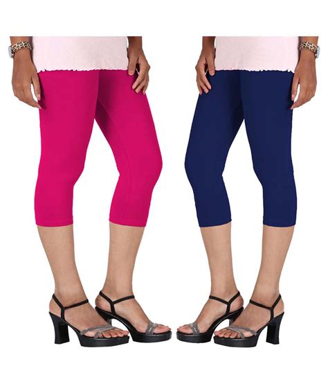 Buy Perfect Multi Color Cotton Lycra Capris Pack Of 2 Online At Best