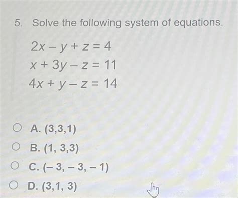 Solved Solve The Following System Of