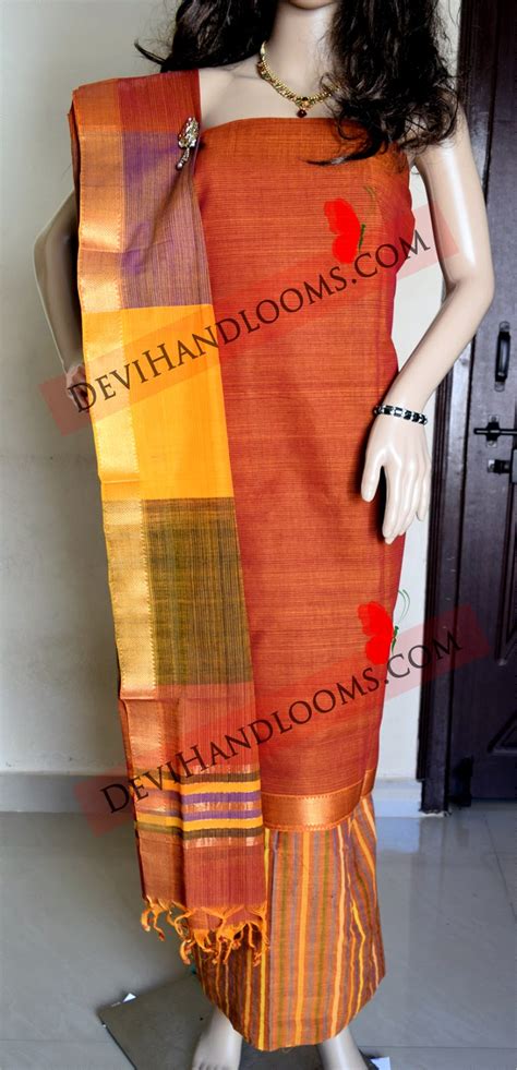 Indian Traditional Handloom Sarees Mangalagiri Cotton Dress Material