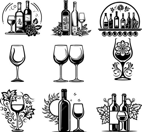 Premium Vector Wine Bottle Glass Silhouette Vector Illustration