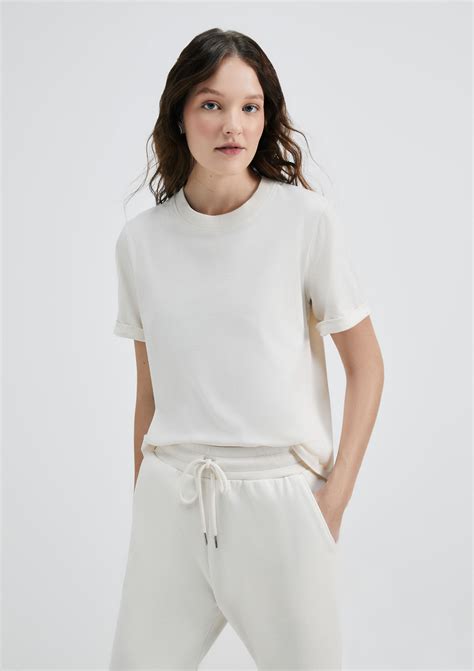 Blusa Nude Hering Básica Manga Curta Dobra ZZ MALL