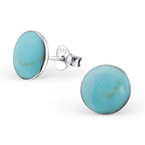 ICYROSE Earring 925 Sterling Silver Blue Round Mother Of Pearl Seashell