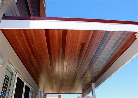 Skillion Roof Timber Patio With Cedar Lining Blue Sky Carpentry Perth