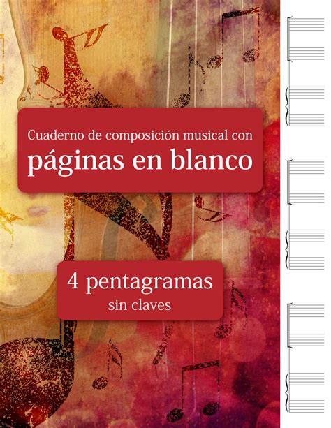 Cuaderno De Composici N Musical Con P Ginas En Blanco Pentagramas