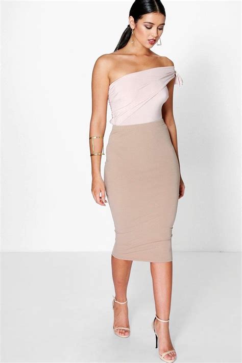 Astria Basic Scuba Midi Skirt Scuba Midi Skirt Nude Skirt Party Looks