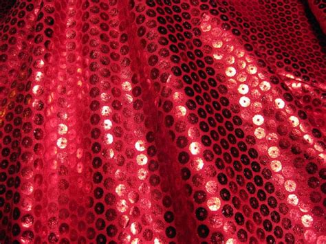 Red Fake Sequin Stretch Lycra Fabric 2 X