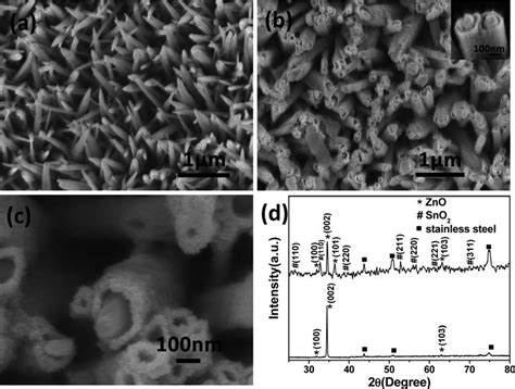 Sem Images Of A Zno Nanowire Array B C Zno Sno Coreshell