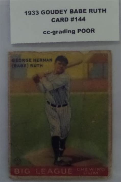 Coach S Corner 1933 Goudey Babe Ruth Baseball Card 144 CREASED