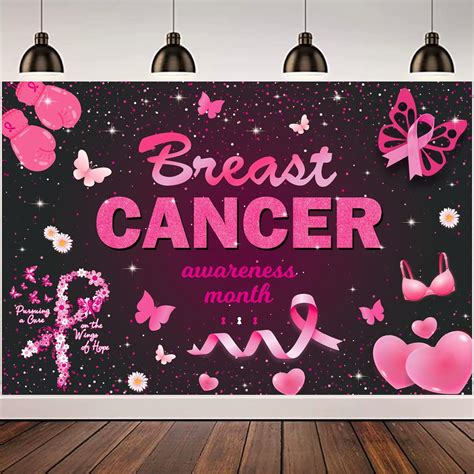 Breast Cancer Awareness Decorations Backdrop Pink Ribbon