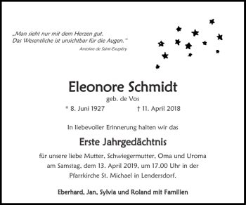 Traueranzeigen Von Eleonore Schmidt Aachen Gedenkt