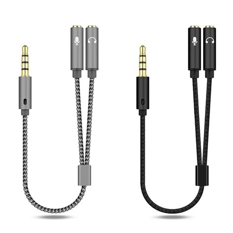 Headset Microphone Cable Adapter Audio Cable Splitter Audio Video Cables 2 1 Aux