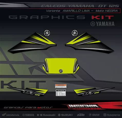 Calcos Yamaha Dt Negro Amarillo Lima Insignia Calcos