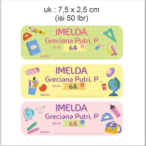 Jual PO Sticker Label Nama Tema Back To School Isi 50 Lbr Shopee