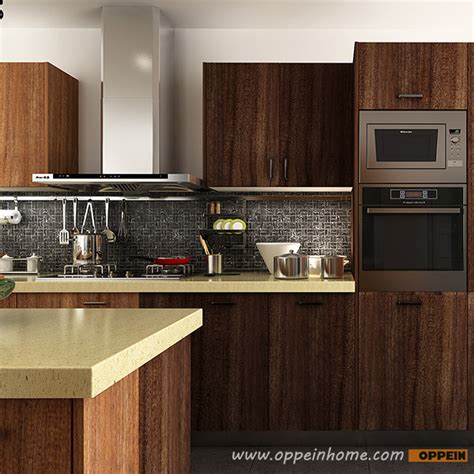 Op Pvc Modern Wood Grain Pvc Kitchen Cabinet Oppein Kitchen In