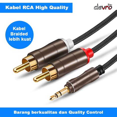 Jual Kabel RCA Braided Kabel Audio AUX 3 5 Mm Ke RCA Plug 3 Meter