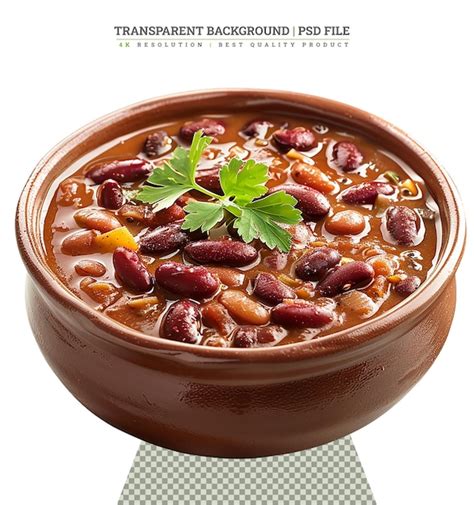 Premium Psd Traditional Mexican Dish Chili Con Carne With Minced Meat And Red Beans Isolated