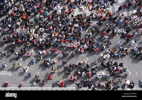 Bird's Eye View to crowd on square Stock Photo - Alamy