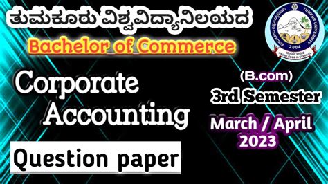 Corporate Accounting Bcom 3rd Semester Tumkur University Nep