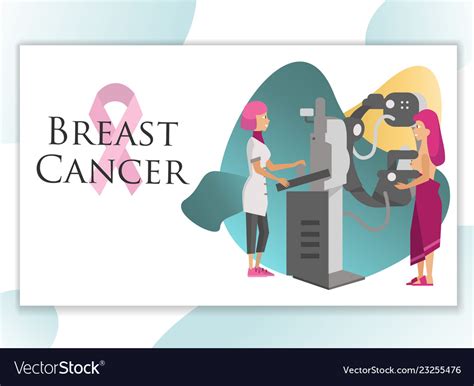 Mammalogist Making Screening Of Woman Breast Vector Image